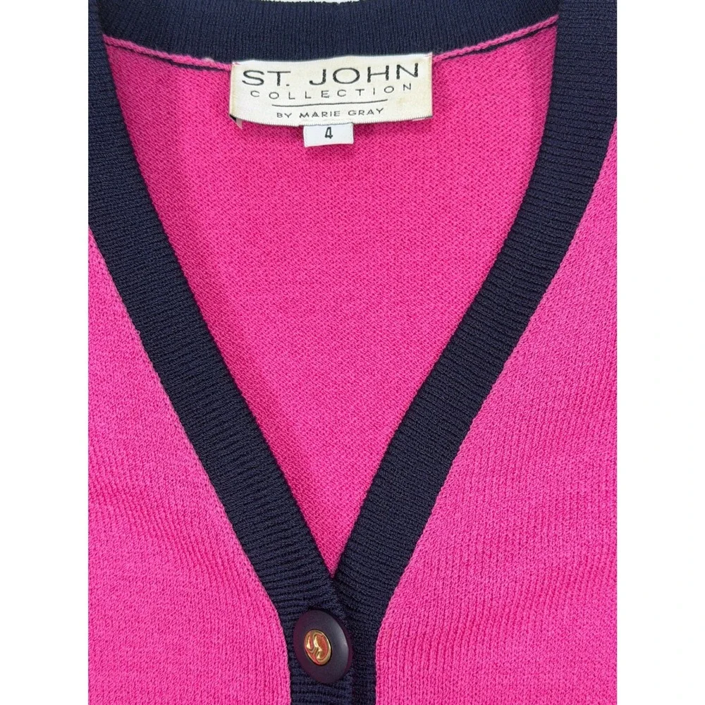 St John Collection‎ Marie Gray Pink Santana Knit 3 Pc Skirt Set Sz 2/4/P Vintage